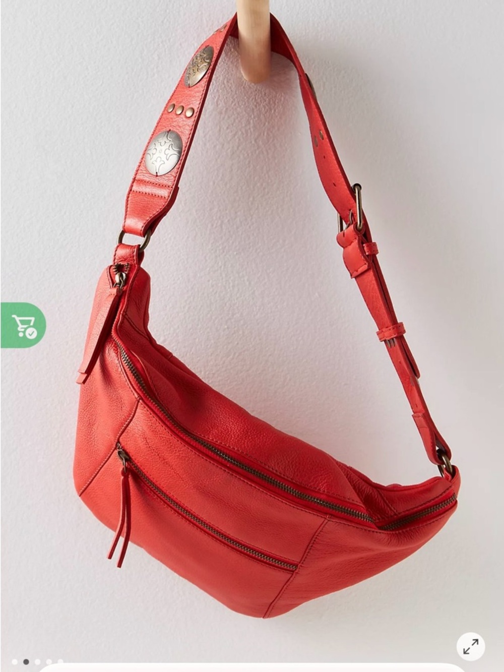 Free People Orange Leather Wilder Crossbody Bag